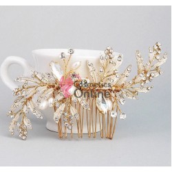 Accesoriu elegant pentru decor par AP011CC Auriu cu cristale si perle